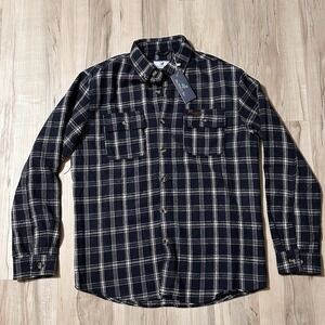 NWT Properly Tied Men's Ranch Flannel Everett Blue Sz M ~MSRP $84~ Fast Shipping